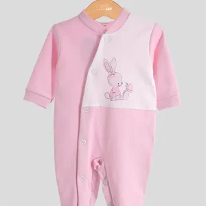 Babygrow algodão estampado coelho e borboleta