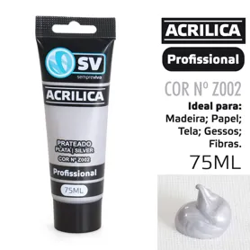 TINTA ACRÍLICA 75ml PRATEADO Z002