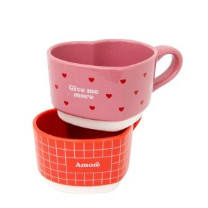 Conjunto de 2 Canecas Empilháveis – Give me more amore Mr. Wonderful