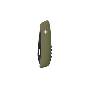 D01 Faca do Exército Suíço ALLBLACK azeitona Punho Swiza Soft Touch