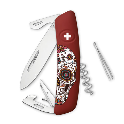 D03 Faca do Exército Suíço Faca do Exército Mexicana Skull Soft Touch Handle Swiza - Image 2