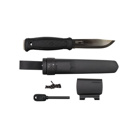 Faca de caça Garberg BlackBlade com Kit de Sobrevivência Cabo de Poliamida Morakniv
