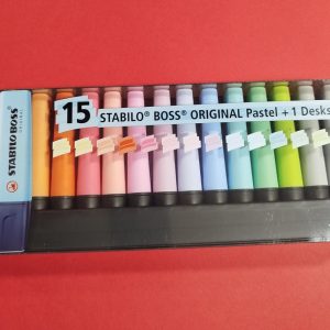 15 Marcadores Fluorescentes Tons Pastel + Deskset Stabilo Boss