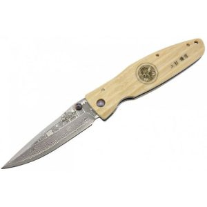 Faca de bolso de Damasco Micarta branca | Mcusta