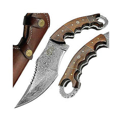 Faca de Karambit em aço Damasco feito à mão com cabo de chifre